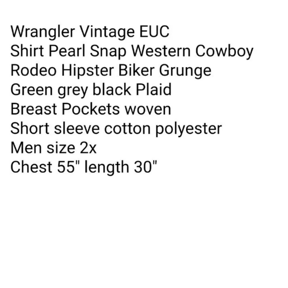 Wrangler Shirt Pearl Snap Western Cowboy Rodeo Biker Grunge Plaid Vtg Men Sz 2X - Picture 7 of 10